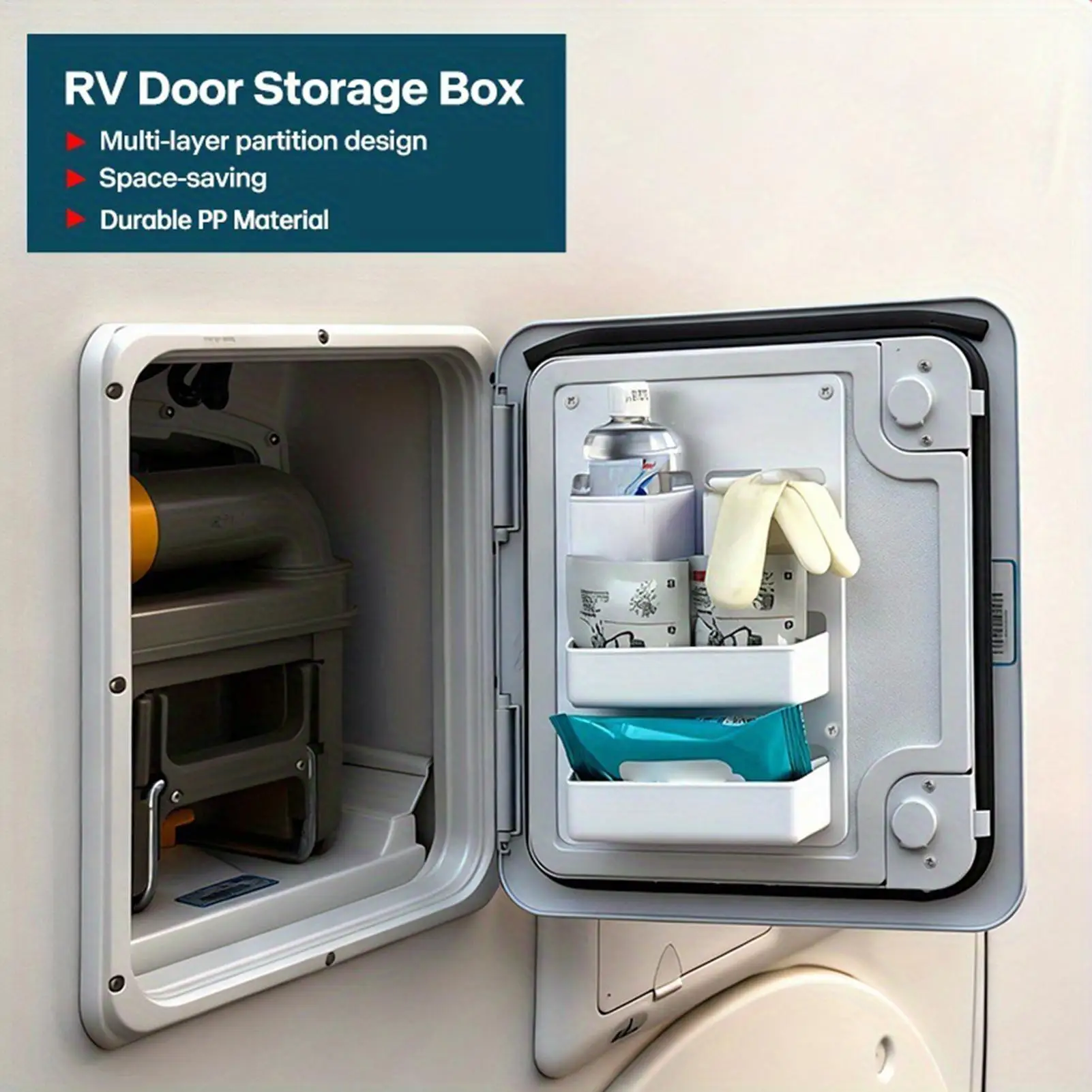 

RV Storage Door Waterproof Space Saving Multi-Compartment RV Space Savers Organization Storage For Boat Motorhome Trailer Toilet