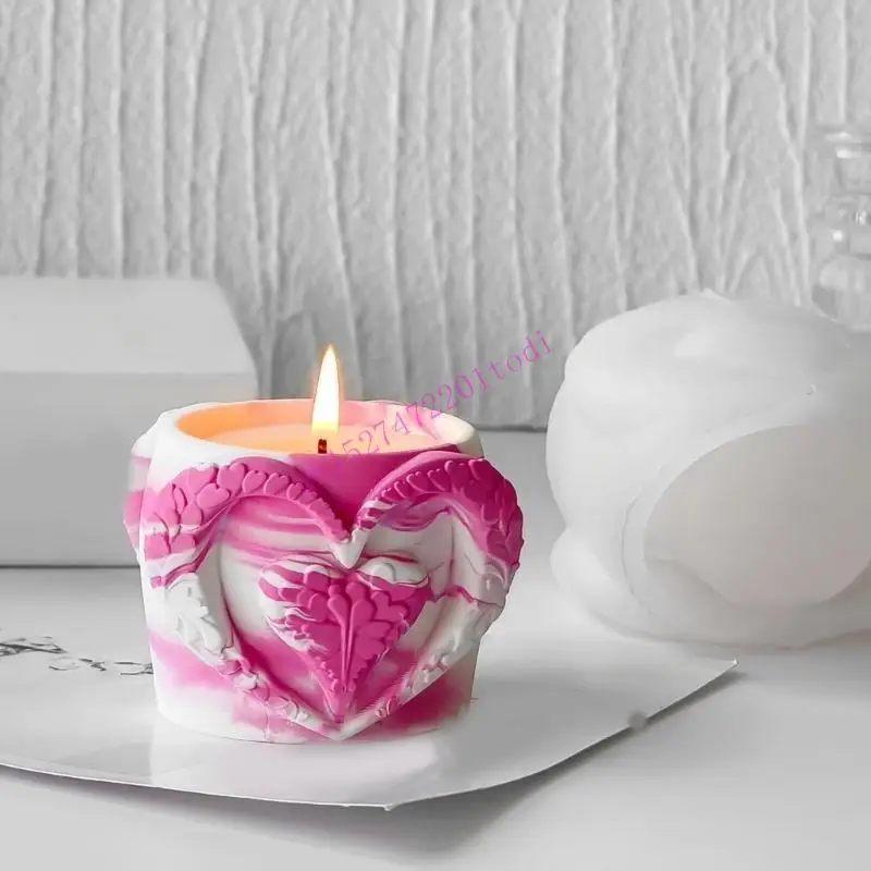 

M76B Silicone Crafting Mold Elegant Heart Holders Moulds for Candle