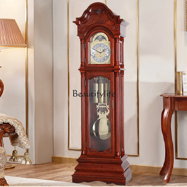 

European floor clock solid wood mechanical watch living room clock