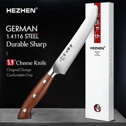 HEZHEN 5.9 Inches Cheese Knife stainless steel Pork Chop Slice German DIN1.4116 Steel With Premium Redwood Handle Cooking Tools