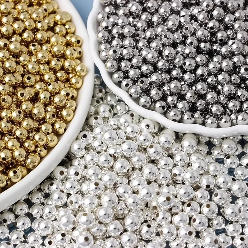 Simple DIY Material Metal Separation Bead Vintage Golden Silver Round Through Hole Beads Jewelry Components Handmade Accessories image 4