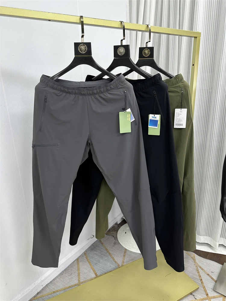 

Мужские спортивные брюки из ледяного шелка: быстросохнущие, дышащие, для активного отдыха, с эластичным поясом, модные, прямого кроя