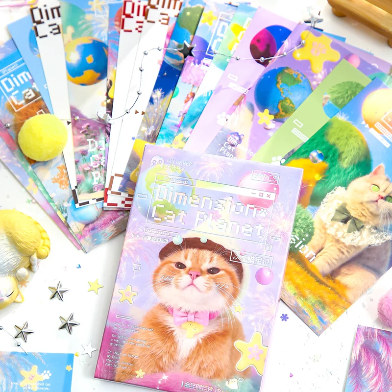 Mr. Paper 30pcs Dimension Neko Star Series Boxed Postcards Handmade Journal Collage DIY Diary Notebook Photo Album Photo Frame