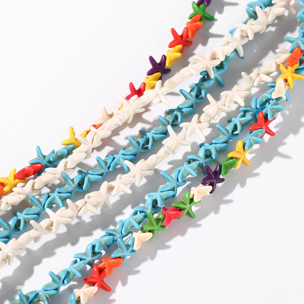 1 brin de perles turquoises colorées en forme d'étoile de mer, perles d'espacement amples pour la fabrication de bijoux, accessoires de boucles d'oreilles, breloques