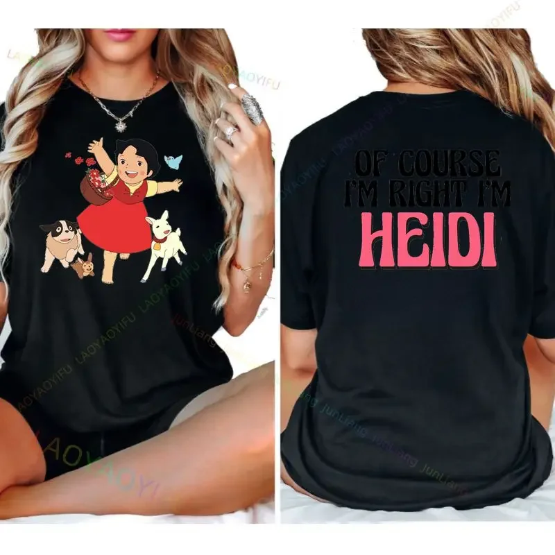 Heidi et bébé chèvre Blouse surdimensionné vintage robe femme Harajuku Y2K décontracté respirant cadeau robe à manches courtes col rond haut