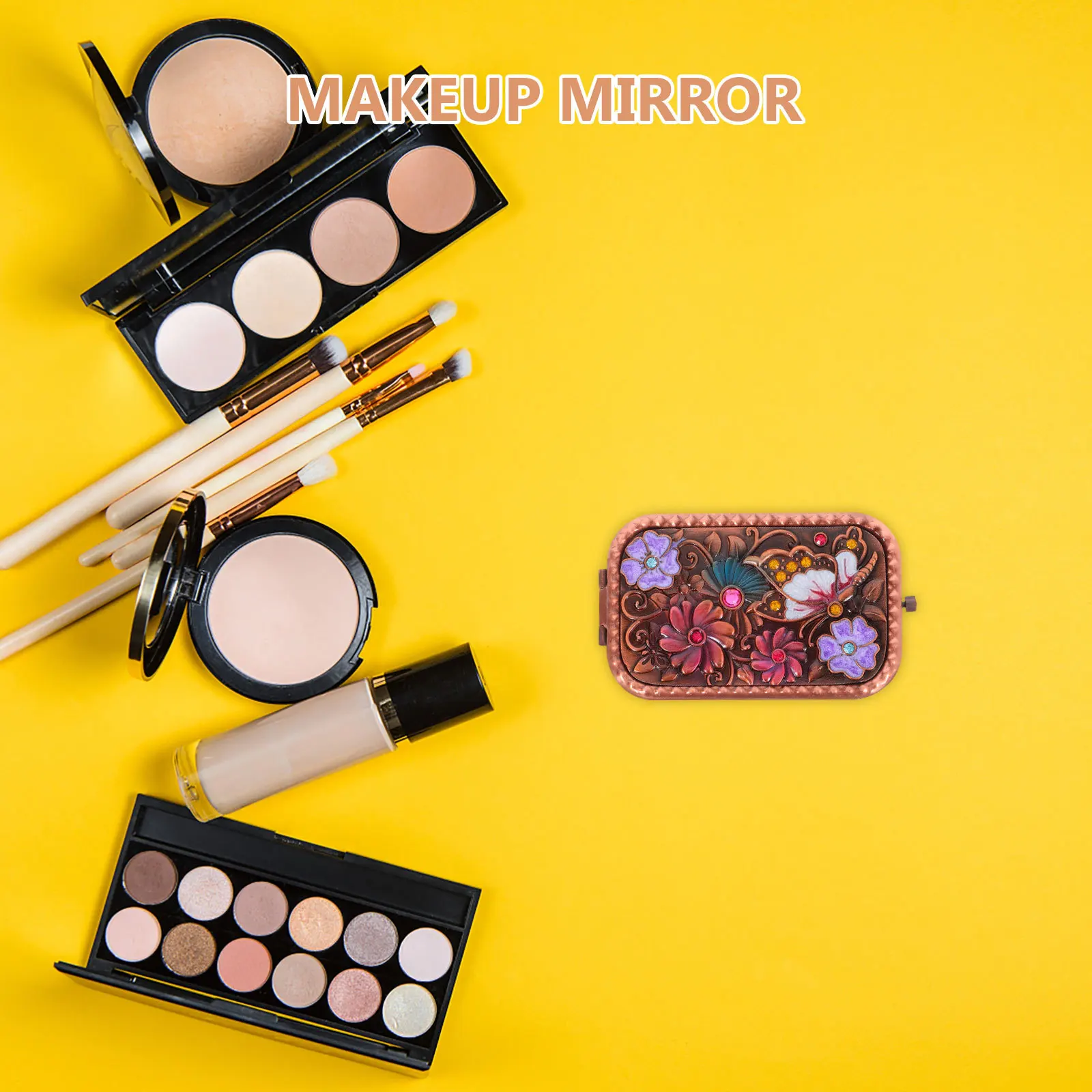 1 pezzo specchio per trucco pieghevole mini specchio portatile doppio lato design vintage riflessione chiara per regalo donna rosa