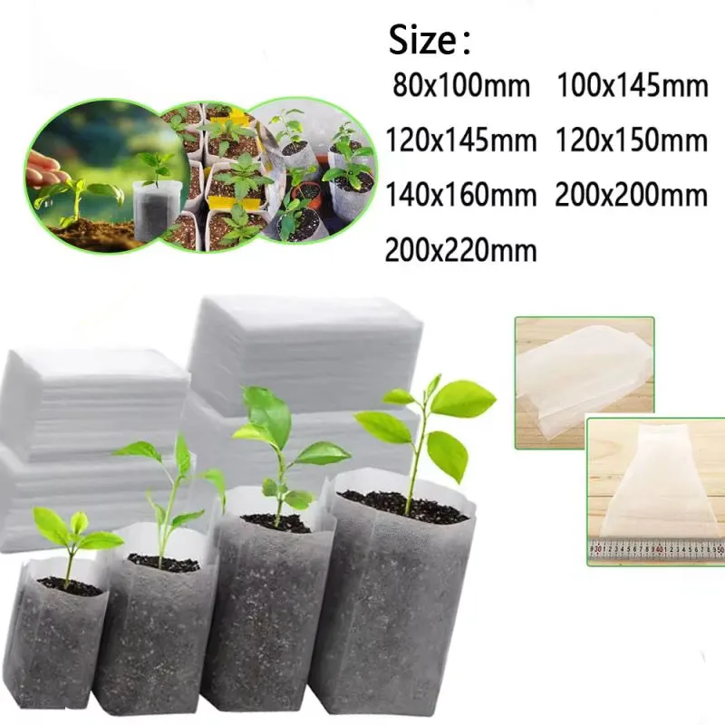 50-100cps Plant Grow Bags Biodegradable Nursery Bag Non-woven Fabric Sedes To Sow Flower Pots For Home Garden Accessories Tools