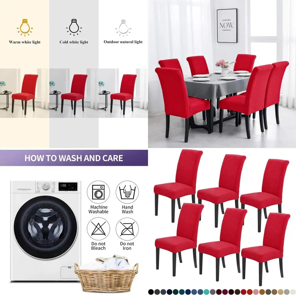 

Set of 6 Ruby Parsons Chair Covers, Stretchy Dining Seat Protectors, Washable Covers for Home, Hotel, Banquets