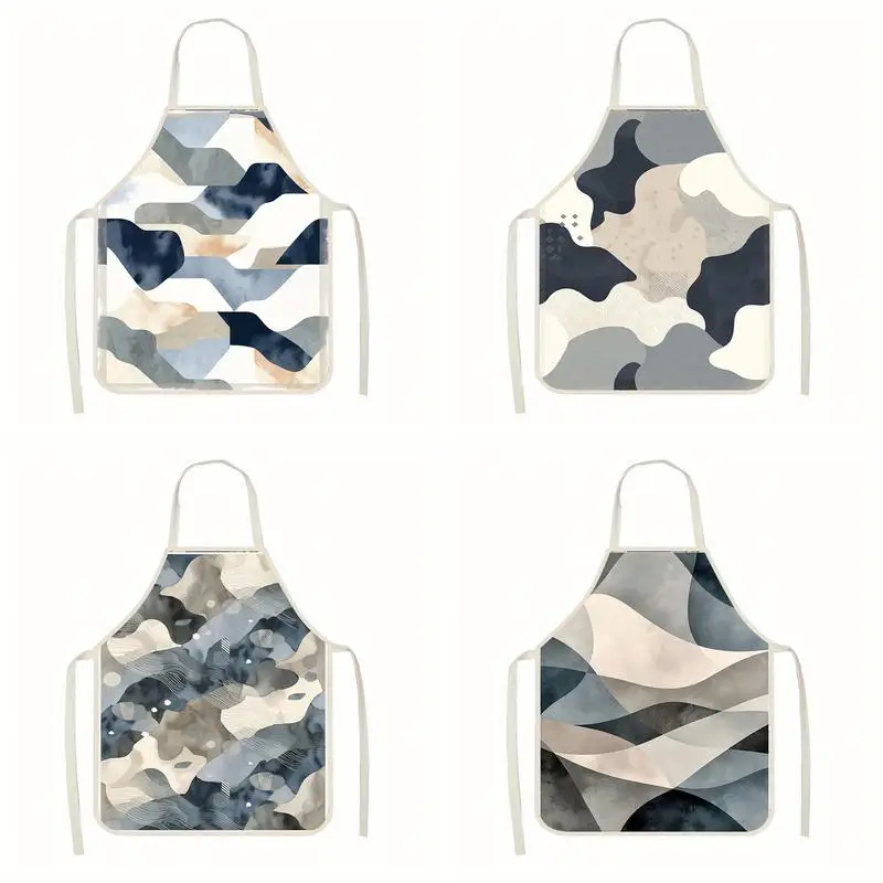 

Фартуки с акварельным камуфляжным принтом, льняные фартуки, подходящие для приготовления пищи на кухне, общения родителей и детей, рисования и других мероприятий.