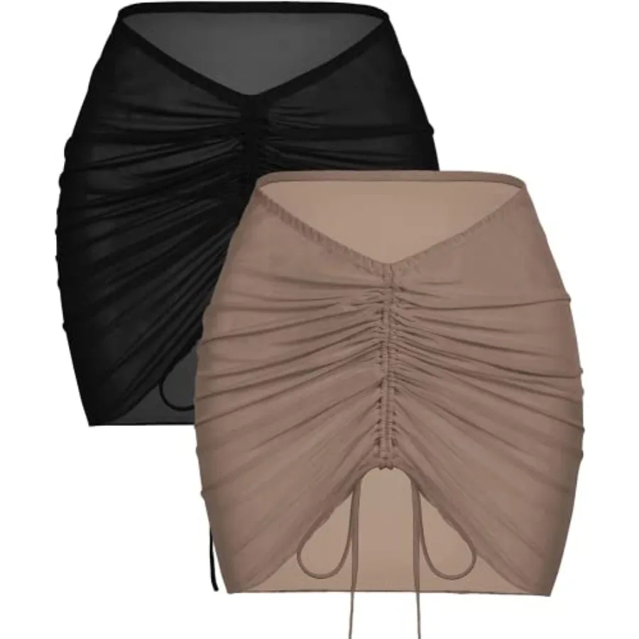 

AI'MAGE Комплект из 2 предметов: пляжная юбка-накидка и прозрачный сетчатый саронг для купальника, размеры S-XXL