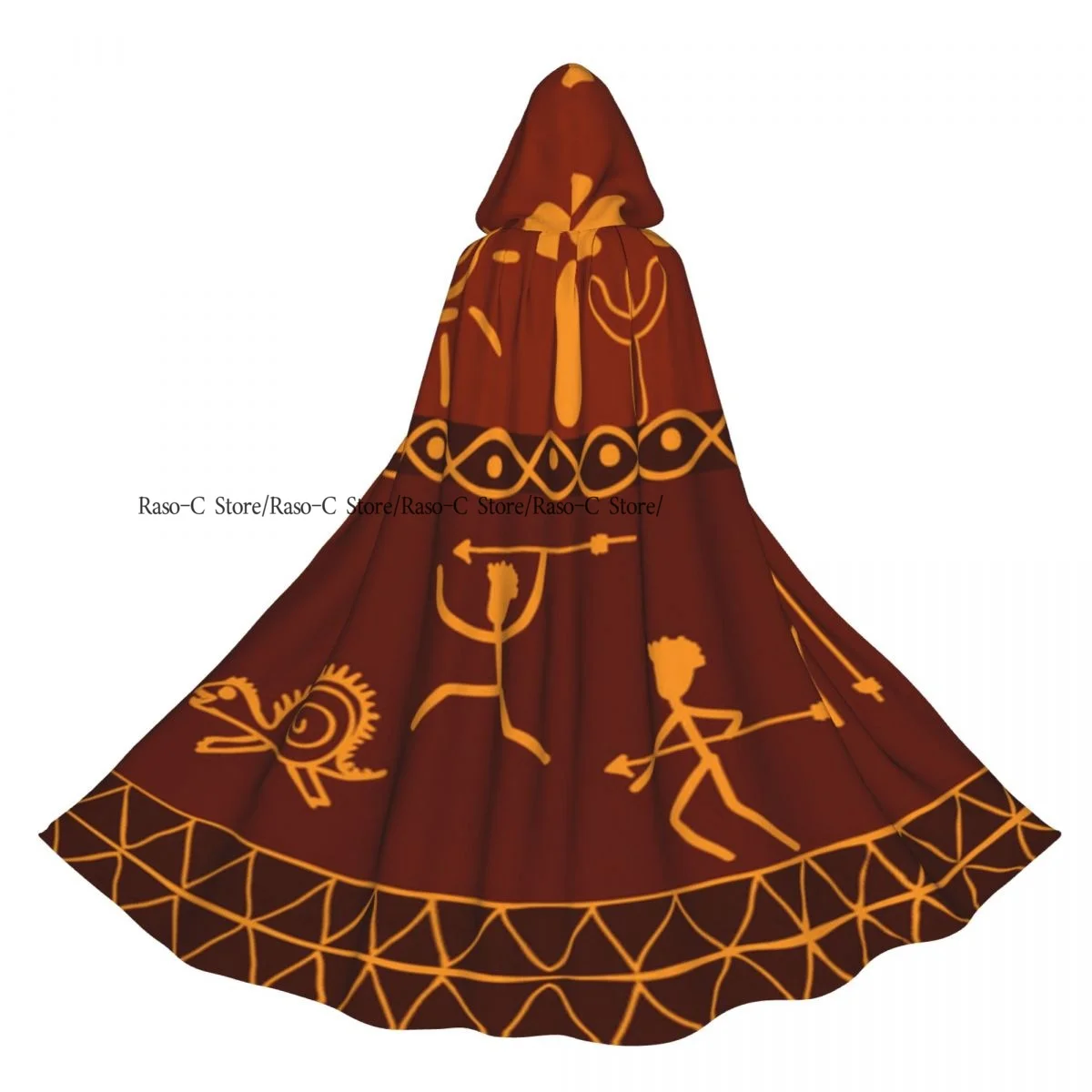 

Hunting Scene African Tribel Hooded Cloak Polyester Unisex Witch Cape Costume Accessory