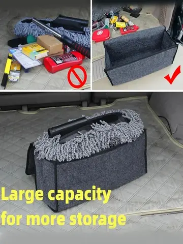 Car Trunk Organizer Soft Felt Storage Box Accessories Large Anti Slip Compartment Boot Storage Organizer Tool Car Storage Bag