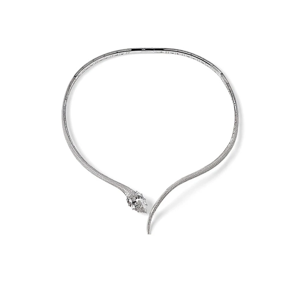 Statement Winding Torque Choker Necklace Adjustable Accessories Vintage Water Drop Pendant Metal Open Necklaces Prom for Women