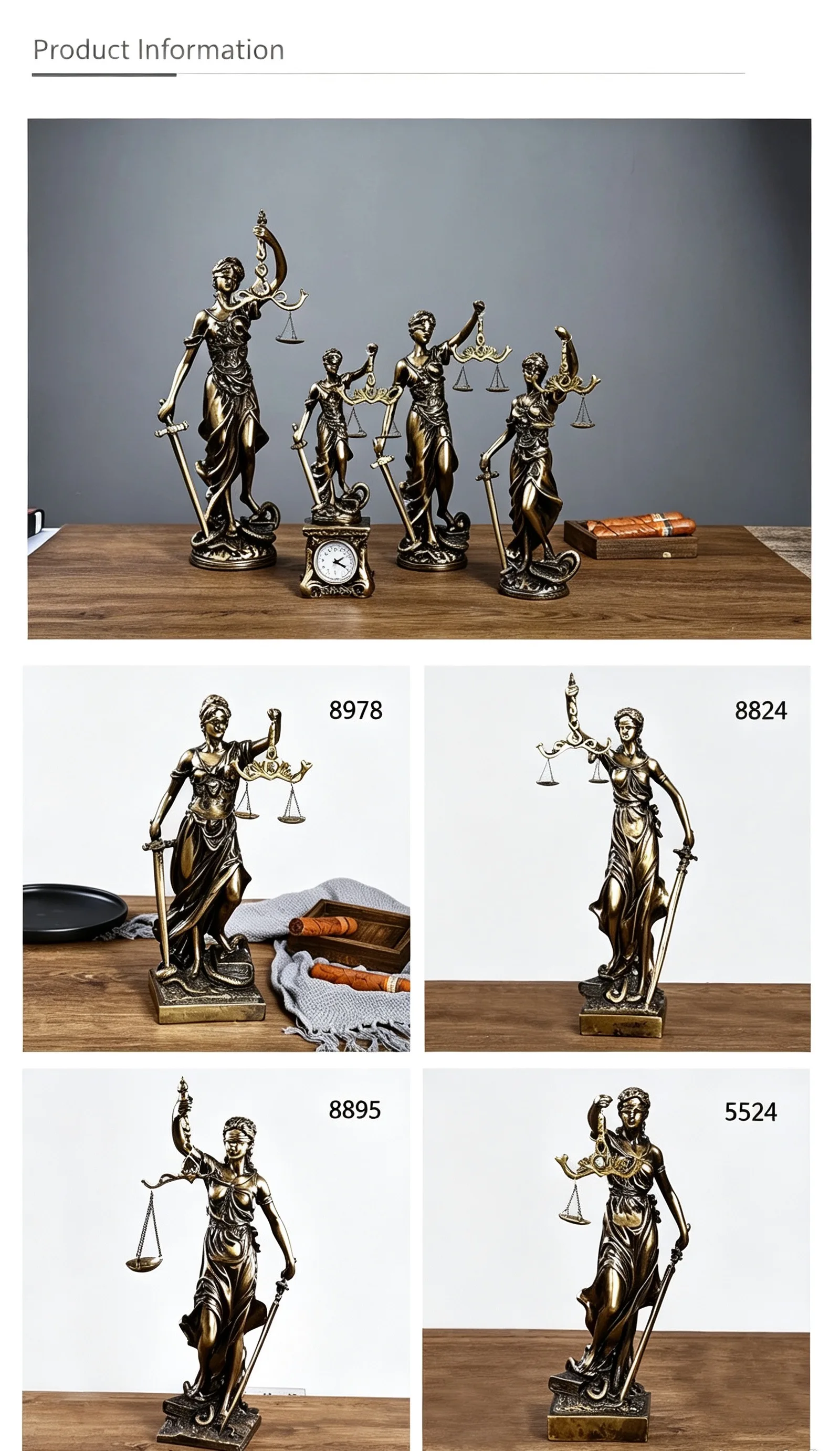 Nordic Goddess of Justice Themis Statue Lawyer's Office Desktop Sculpture Judicial Fairness and Justice Scale Ornament