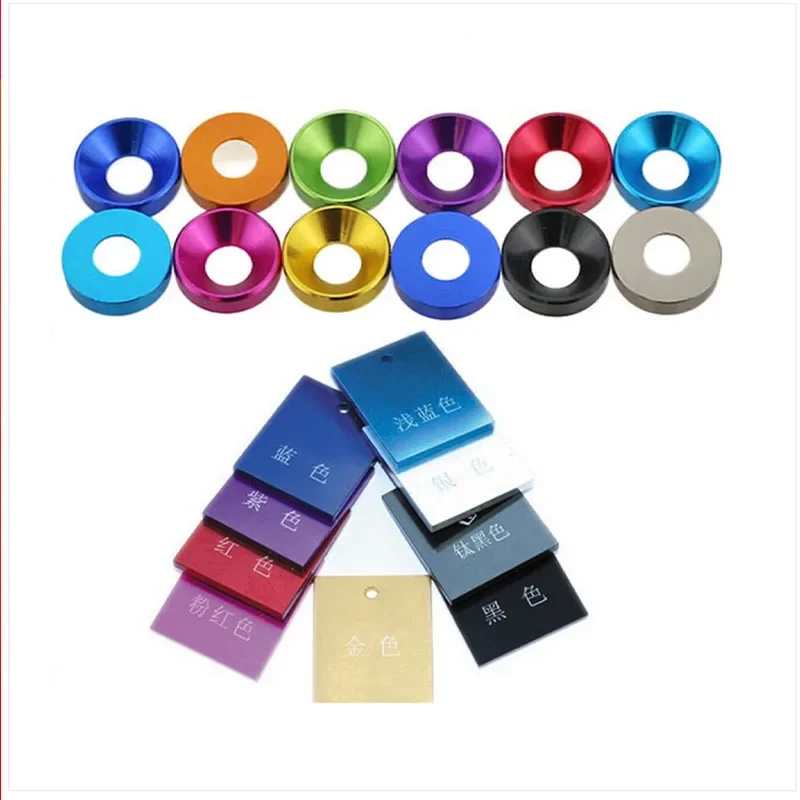 2/3/5/8Pcs M8 Multi-Color High Quality Plating Surface Anodized Aluminum Alloy Gasket Countersunk Head Flat Head Screw Gasket