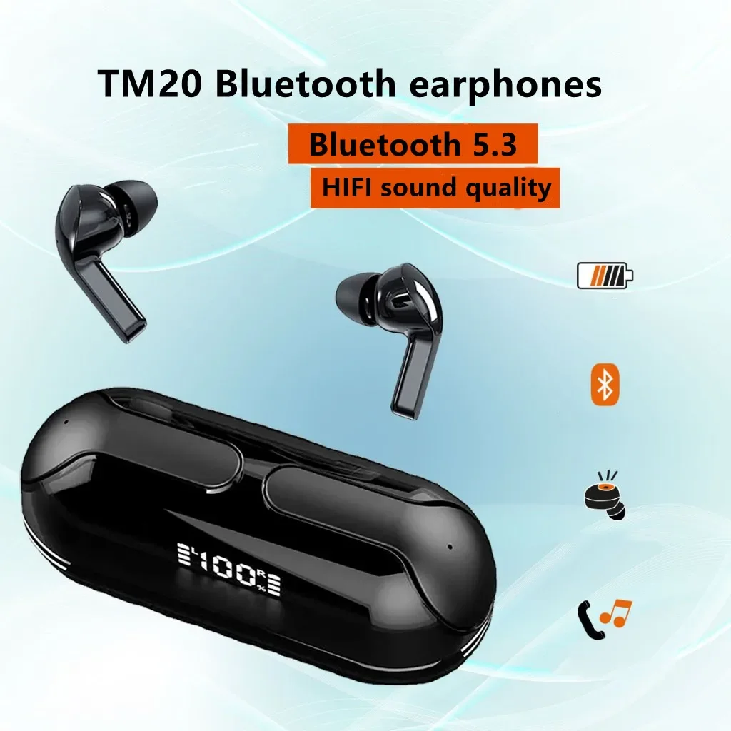 Bluetooth 5.3 Wireless TWS Earphone new TM20 Smart Touch Call Headset Waterproof Noise Canceling Headphones for All Smartphones