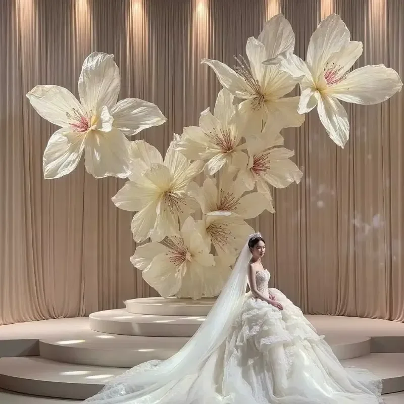 Romantic Giant Paper Art Installation for Wedding Event Decoration, Stage Backdrop Display and Mall Visual
