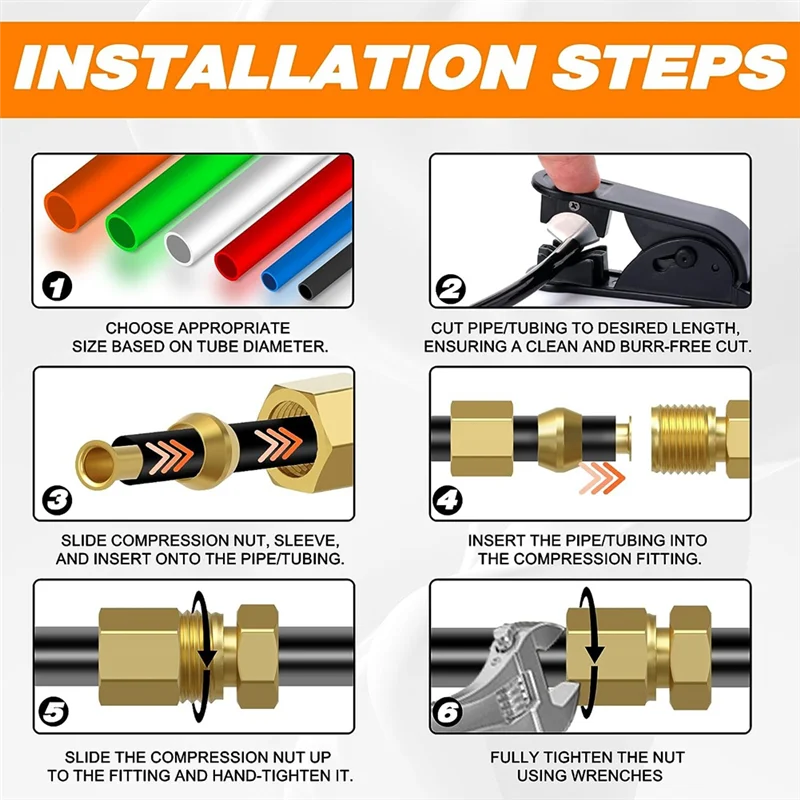 

A67P-180PCS Ассортимент компрессионных фитингов (1/4 дюйма, 3/8 дюйма, 5/16 дюйма, 1/2 дюйма) латунного компрессионного наконечника, вставки и гайки Du