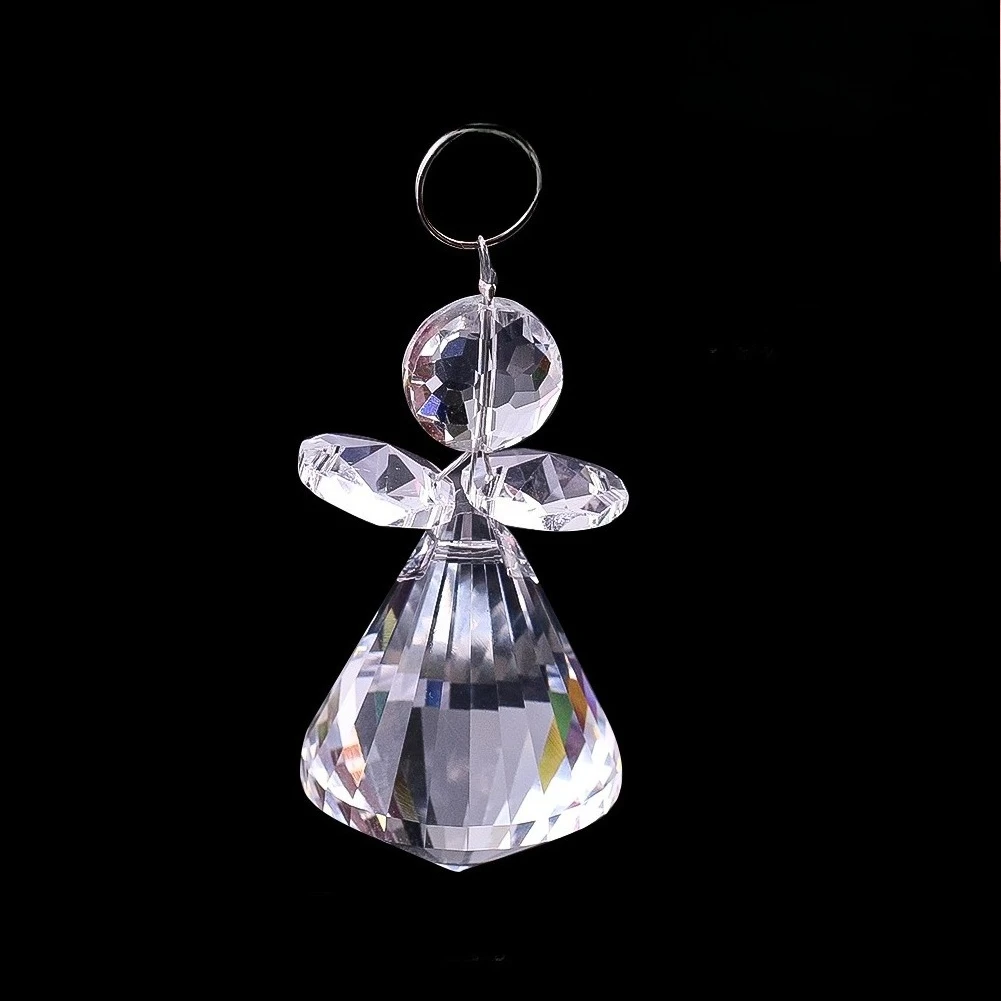 Guardian Angel Crystal Suncatcher Hanging Glass Prisms Rainbow Maker Lucky Rearview Mirror Car Pendant Garden Garland Xmas Decor