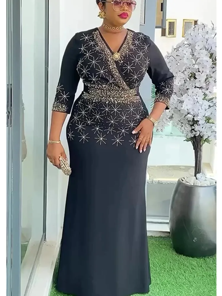 Gaun Afrika Ukuran Besar untuk Wanita Pakaian Afrika Dashiki Gaun Pakaian Ankara Gaun Maxi Panjang Pesta Pernikahan Muslim 2025