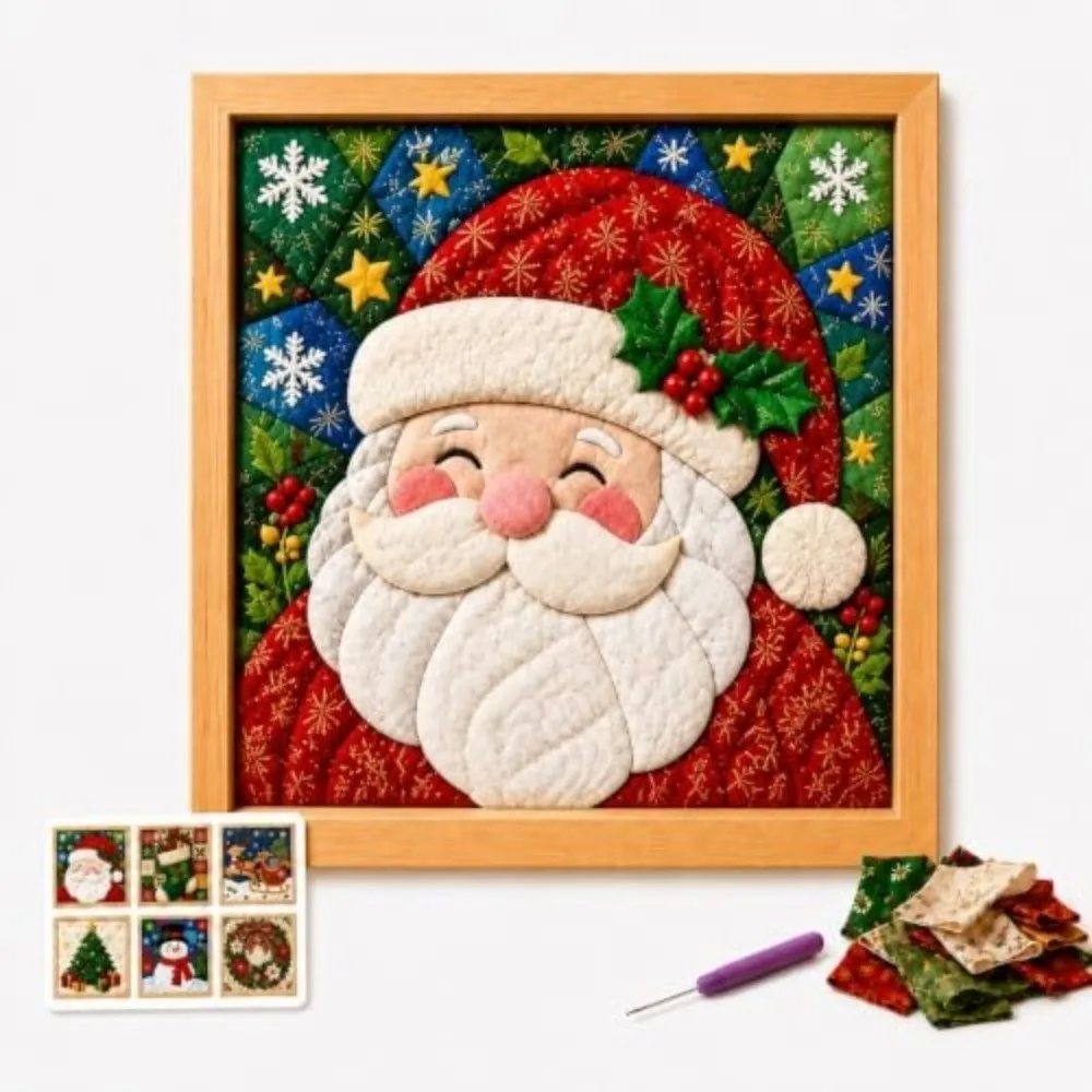 1 Set DIY Christmas Fabric Art Kit Christmas Themed Cotton Fabric Christmas Fabric Painting Kit Christmas Handmade Art Kit