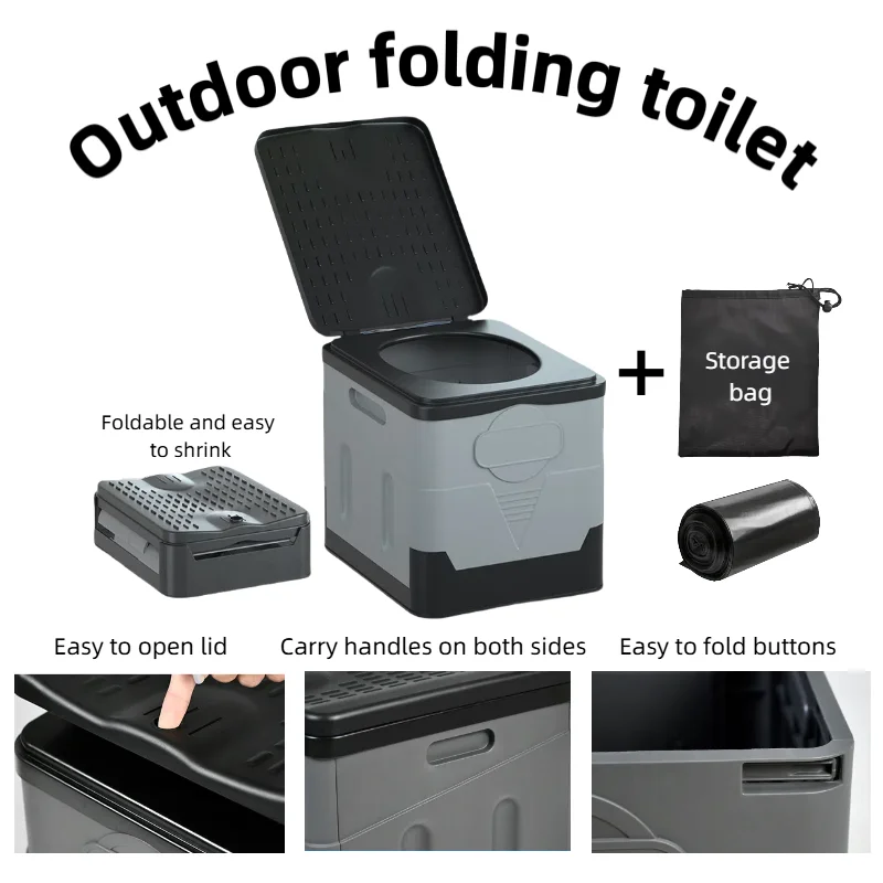 

Folding Toilet Seat for Outdoor - PP material Camping Toilet Dual Use as Chair Includes Carry Bag & Disposable Bags Space Saving