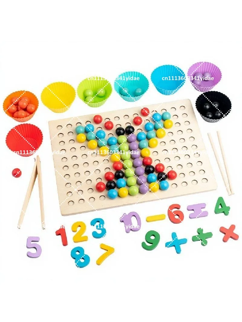 Wooden Number Matching Beads Cognitive Arithmetic Game Early Education Intelligence Toy for Kids Kindergarten Learning