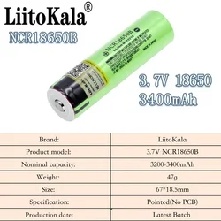 Hot liitokala 100% New Original NCR18650B 3.7 v 3400 mAh 18650 Lithium Rechargeable Battery For Flashlight batteries (NO PCB