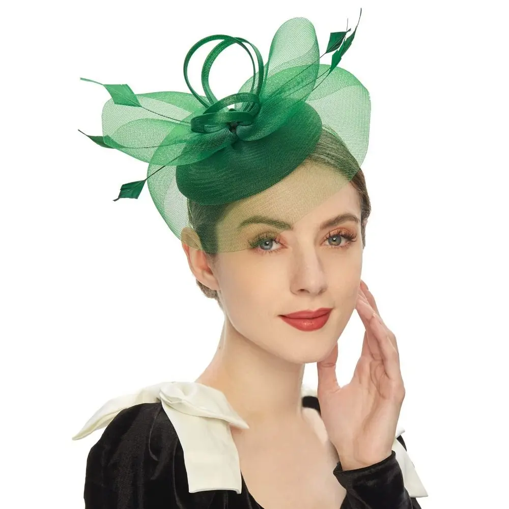 

Vintage Feathers Mesh Fascinator Hat Exquisite Sweet Veil Hat Headwear Hair Hoop Elegant Hairbands Dance Show
