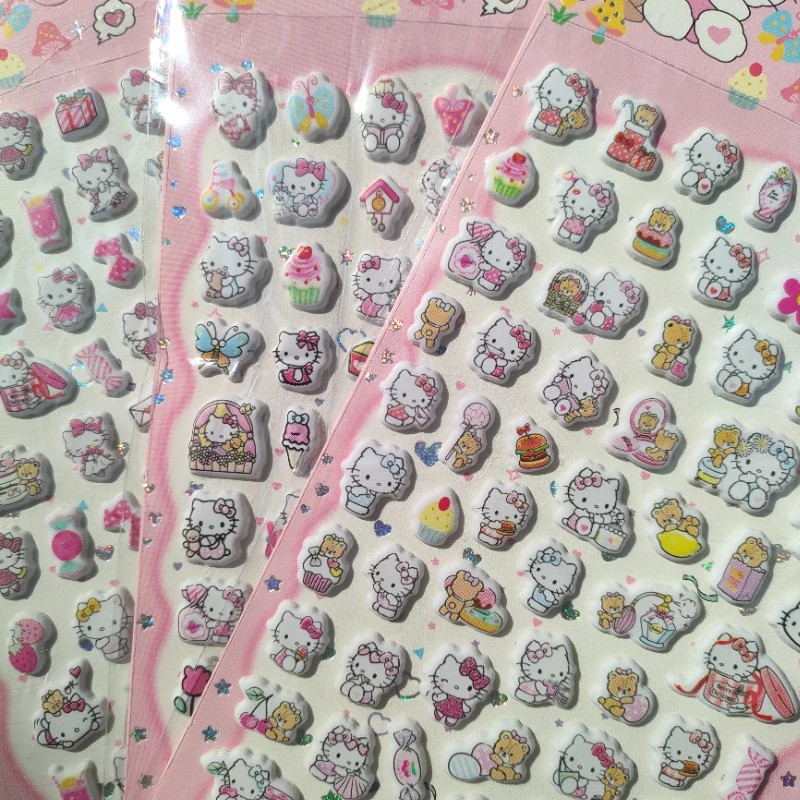 Naklejki 3D Hello Kitty, urocze, anime, piankowe, wodoodporne, miękkie, do samodzielnego wykonania, do albumów, pamiętników i dekoracji.