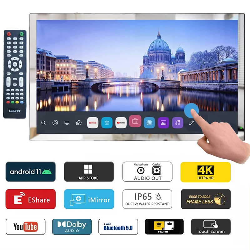 24*36/28*36 Inch Modern Android Smart Mirror TV Illuminated Gym Bathroom Use Factory's Smart Dressing LED TV Mirror Shield #3