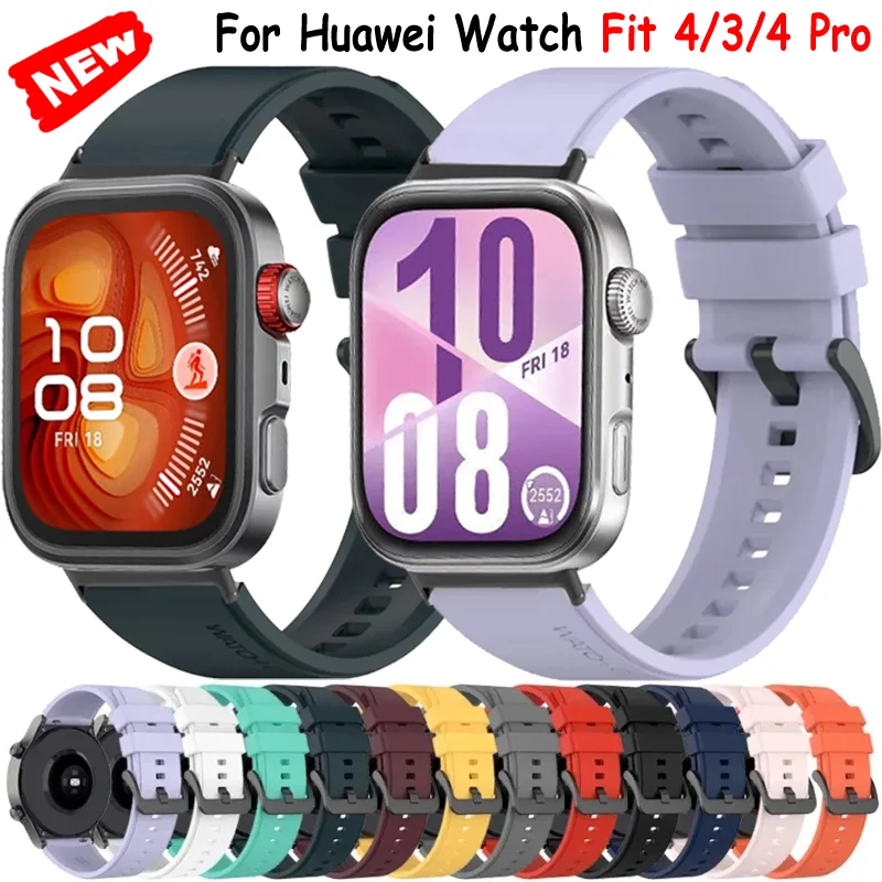 Miękki silikonowy pasek do Huawei Watch Fit 4/4 Pro, sportowy, wygodny, łatwy w regulacji pasek na nadgarstek do Huawei Watch Fit 3, akcesoria.