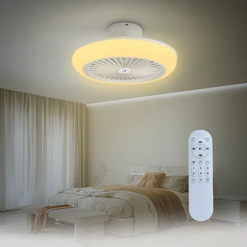 스마트 LED 천장 선풍기 램프, 무소음 리모컨 천장 선풍기 조명, 조도 조절 실내 조명, 침실 홈 데코, 72W, 110-265V 