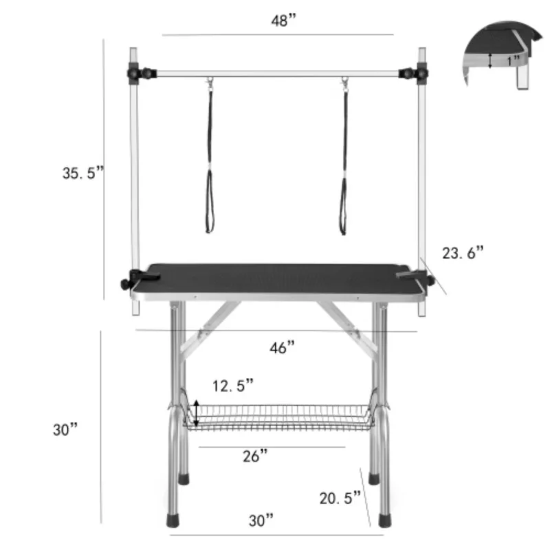 Professional Dog Pet Grooming Table Large Adjustable Heavy Duty Portable w/Arm & Noose & Mesh Tray