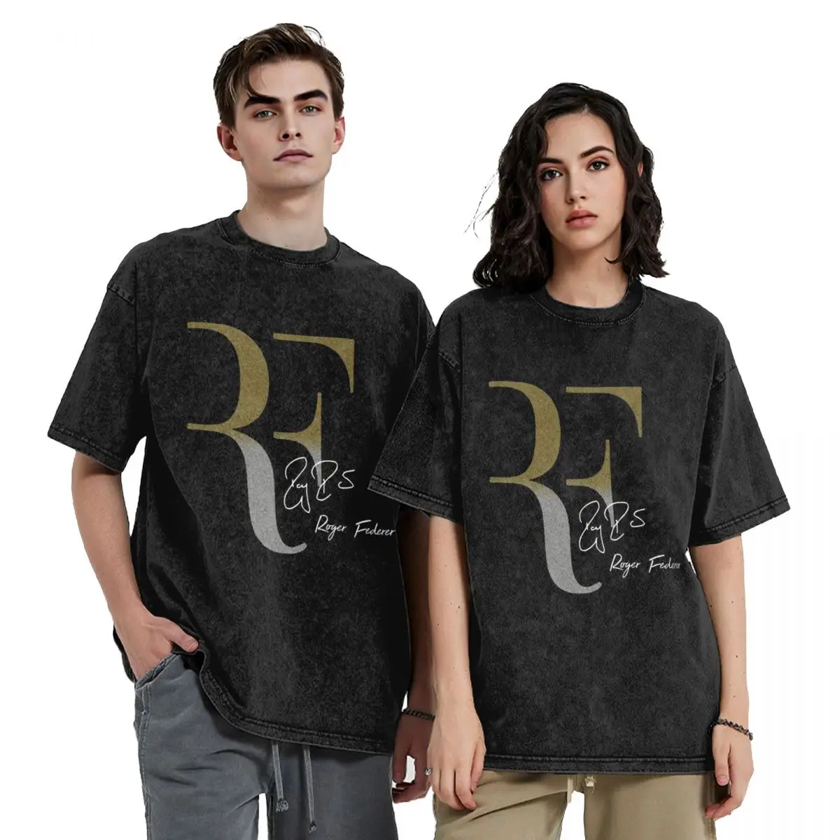 Roger Federer Washed T Shirts Printed Short Sleeve Hip Hop T-Shirt Streetwear Tops Tees for Men Women