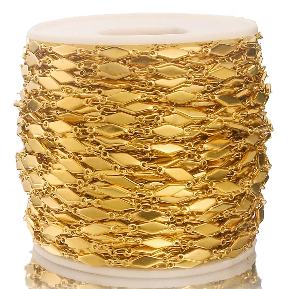 1Meter 4MM Stainless Steel Gold Rhombus Chains for DIY Necklace Bracelet Anklets Jewelry Makings Supplies Materials Wholesale