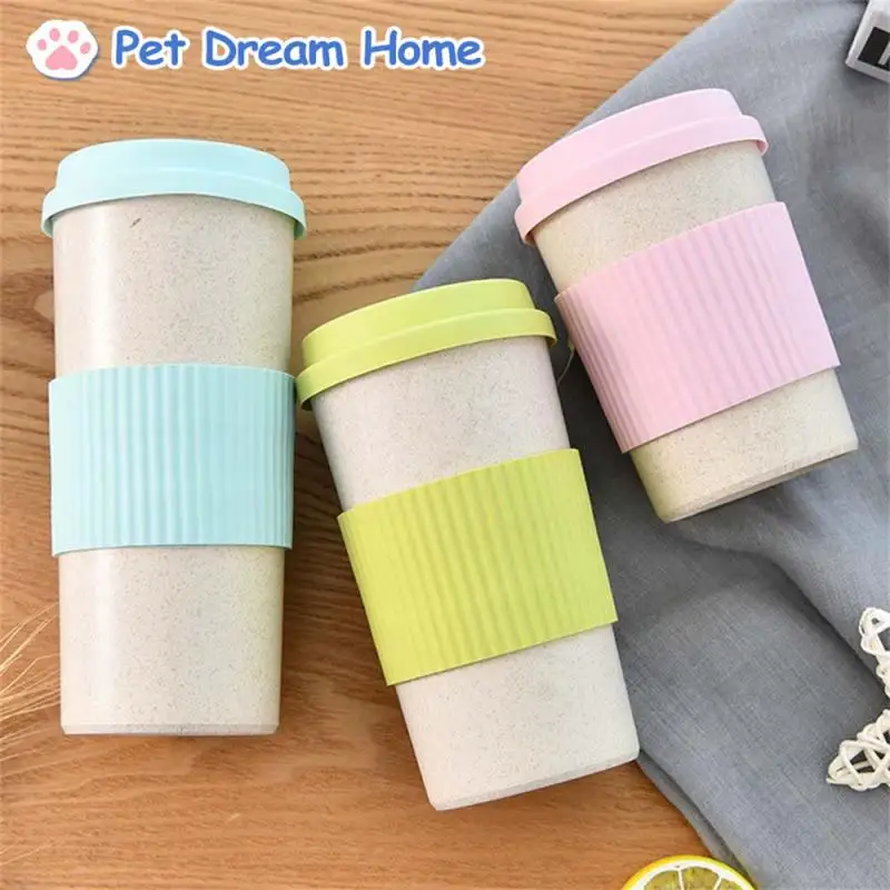 Cute Reusable Travel Cup To Go Coffee Cup Mug with Lid Wheat Stalk Cup Sleeve for Tea and Coffee