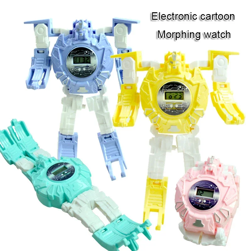 Creatief cartoon elektronisch horloge voor kinderen Speelgoed Morphing Horlogemodellen Morphing Robot Elektronisch horloge Student Speelgoed Geschenken