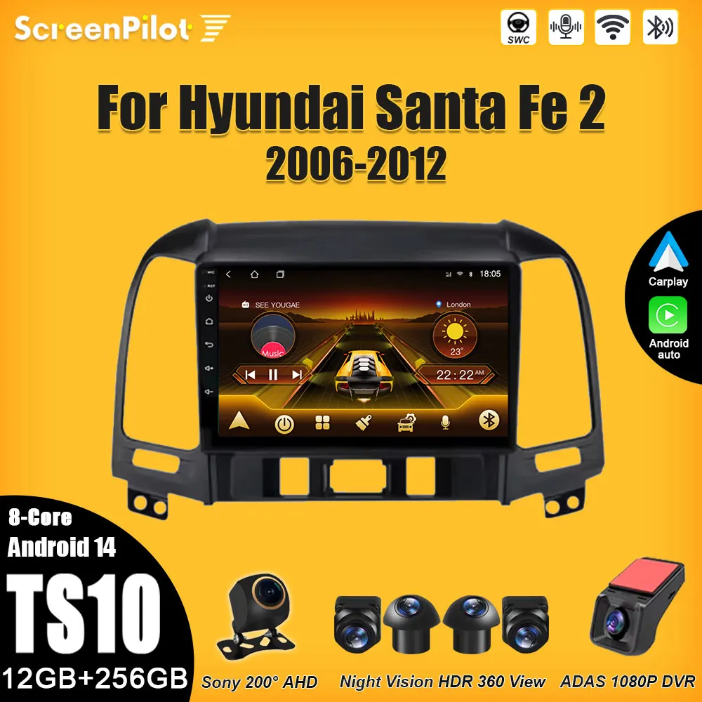 

Car Android For Hyundai Santa Fe 2 2006-2012 Multimedia Video Player GPS Navigation Wireless Android Auto Intelligent System 5G