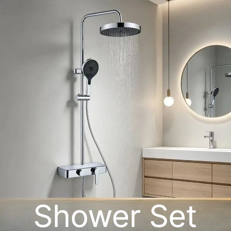 Brass Shower System, Household Bathroom Pressurized Complete Shower Set