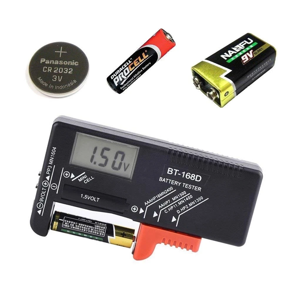 BT168 Digital Battery Tester Volt Checker for AA AAA 9V Button Multiple Size Battery Tester Voltage Meter Tools BT168D 168 PRO