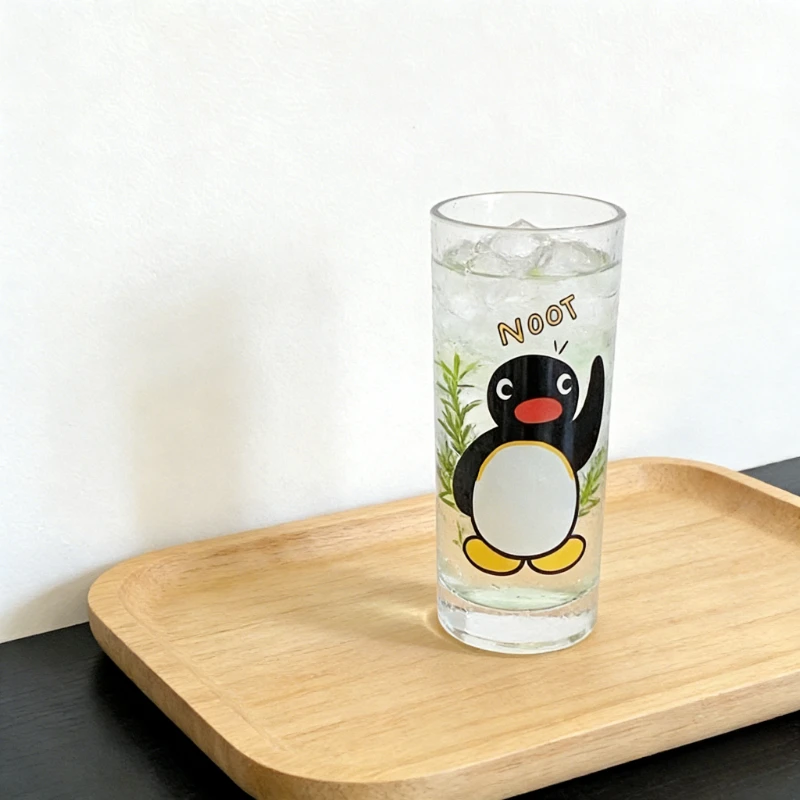 New Vintage Cute Penguin Glass Cups Couple Water Cups Juice Cups Refreshing Soda Glasses Retro Handmade Penguin Print Glassware