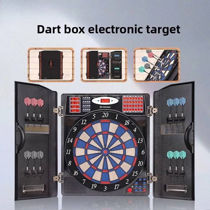 

Professional electronic hanging dart board with LED scoring indicator, game dart target set, 12 darts