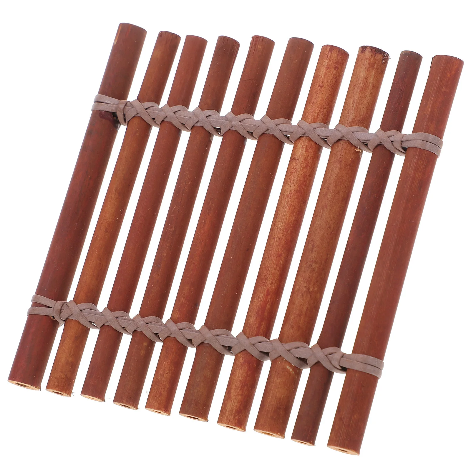 Bambusfloß, Mikrolandschaft, traditionelle gewebte Bambus-Fotografie-Requisite für Mini-Gartenhandwerk, Dekoration, braunes Panflöhrchen