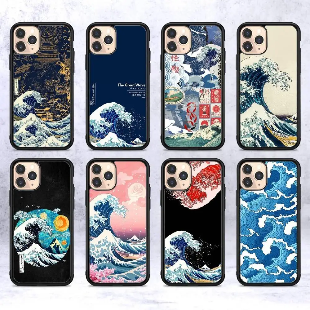 

Classic Artwork Great Wave Off Kanagawa Phone Case For IPhone 17 16 Pro Max 11 12 13 14 15 Hard PC+TPU Bracket Back Cover