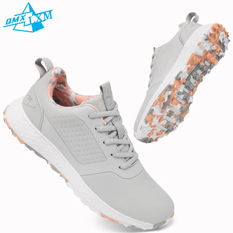 LiXingMing Women Golf Shoes Pink Professional Golfer Sport Sneakers Men Non-slip Spikeless Golf Turf Golfing Walking Shoes