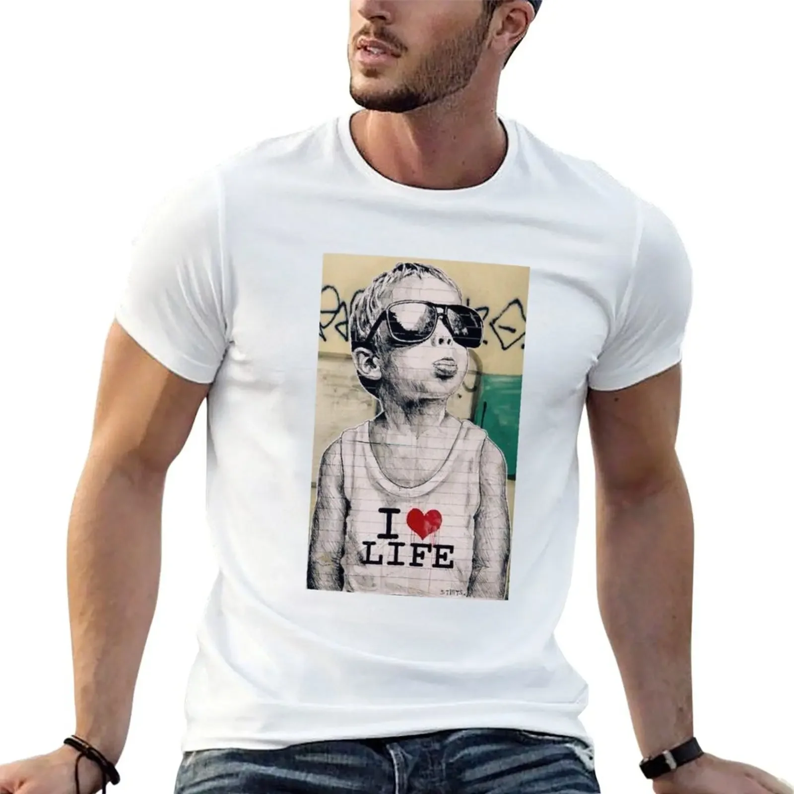 I LOVE LIFE - Bansky StreetArt T-Shirt essential t shirt oversized mens t shirts