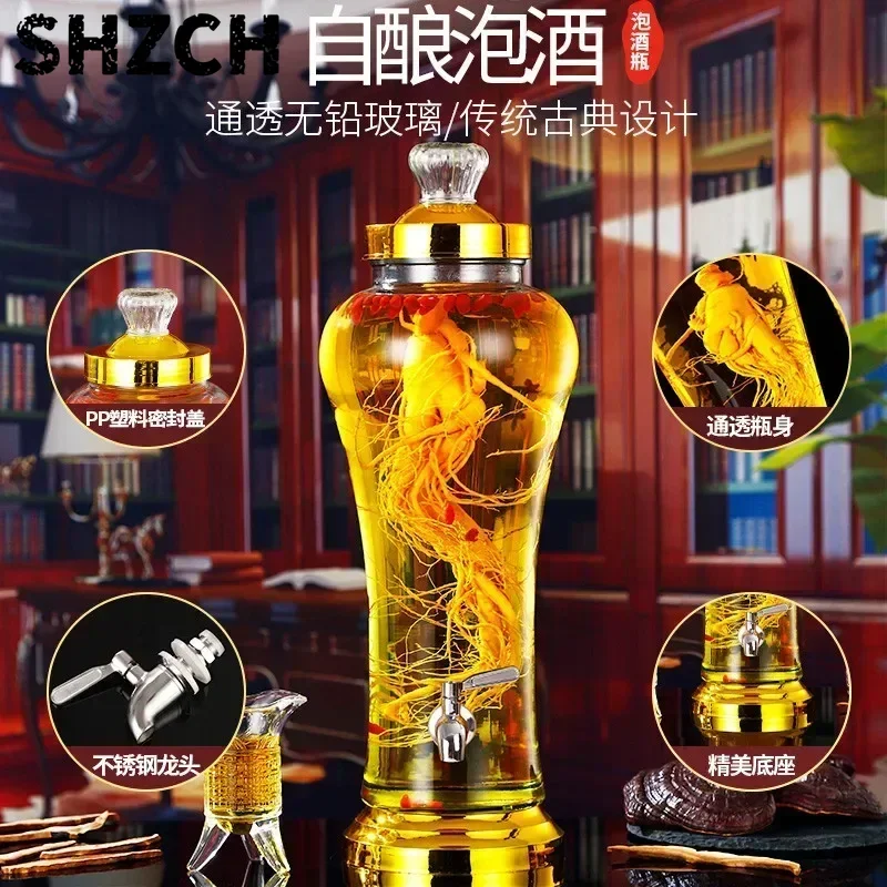 Special Bottle for Ginseong Sparkling Wine with Spout, Lead-free Glass Fruit Wine Bottles, 1 Unit. R7N4Z0