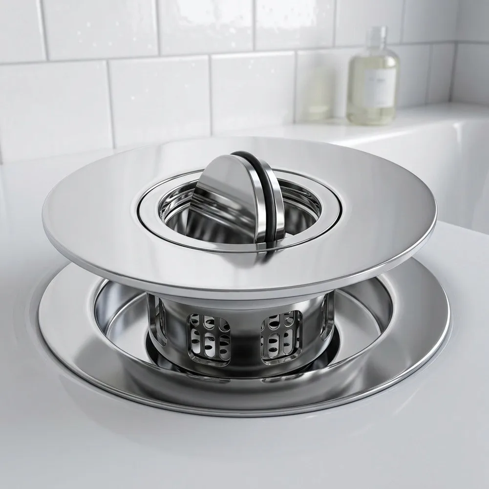 1pc Tub Stopper Shower Drain Hair Catcher Flip-Cover Bathtub Drain Stopper With Strainer Bathroom Bathtub-Plug Drain Protector