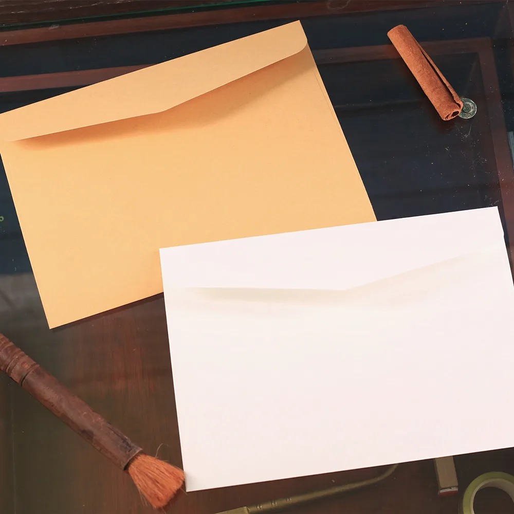 Big Size A5 22x15.5cm Paper Envelopes for Gift Business Kraft White Color Vintage Wedding Invitation Scrapbooking Card Storage